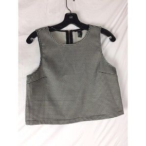 Forever 21 Juniors Crop Top Sleeveless 1/4 Back Zip Black & White Check Size S